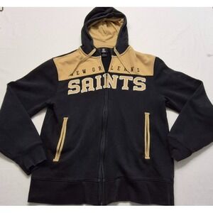 New Orleans Saints NFL Team black/gold full zip hooded game day jacket‎ sz. Sm